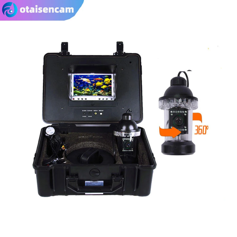 

7" Color Monitor 360° Rotation Underwater Fishing Camera Fish Finder High Definition Diving Camera 20-100m Cable Plastic Case