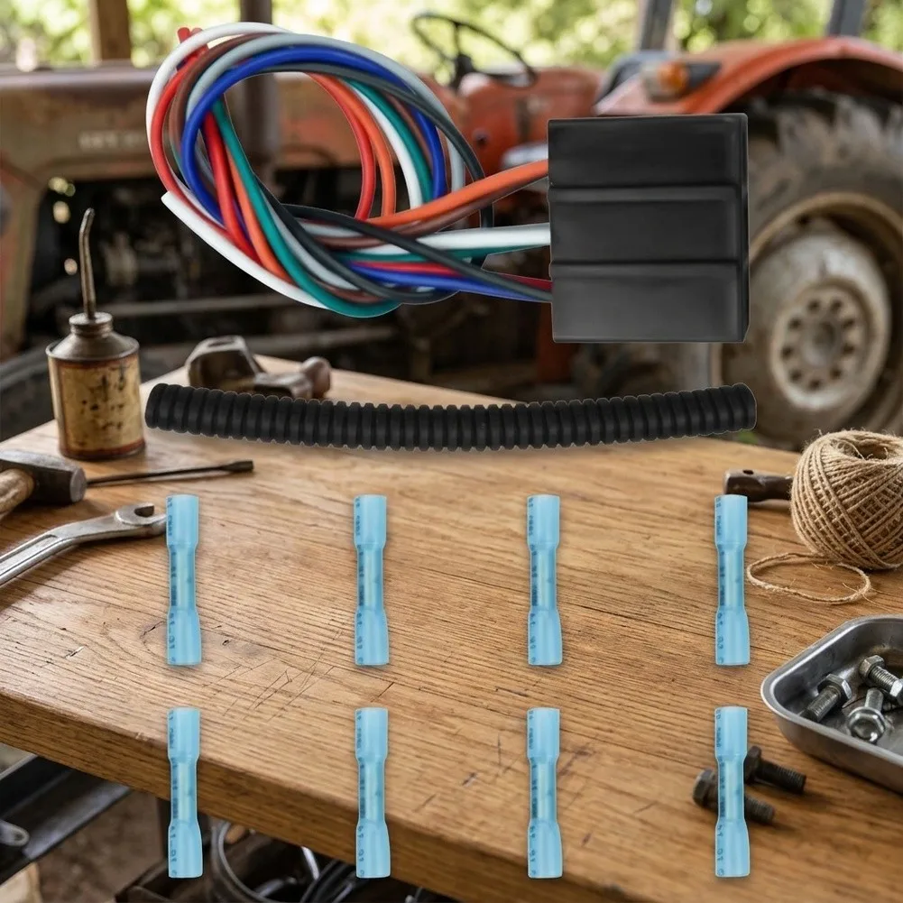 8 Pin Harness Repair Kit for Lawn Mower Tractor PTO Switch Wiring with Brass Connectors and Easy Installation Design