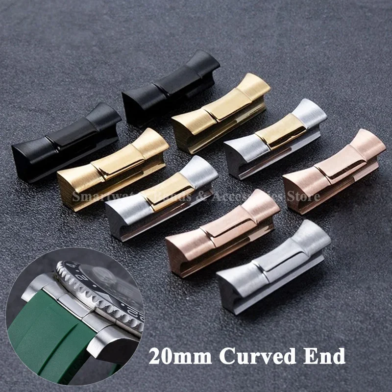 2 pezzi estremità curva collegamento solido 20mm per Rolex Submariner per Daytona per Water Ghost cinturino in gomma per orologio adattatori di collegamento senza soluzione di continuità