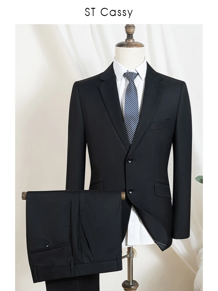 

2 piece set Classic men's suit Classic Slim-Fit 2-Button Design for Formal Occasions business office luxury man jacket