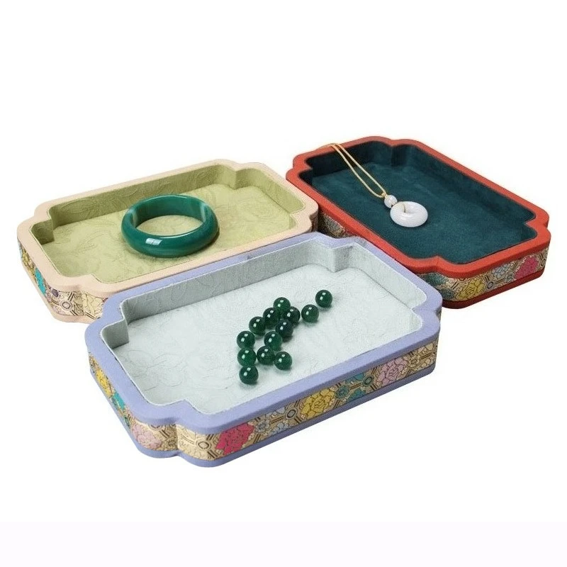 Chinese Style Jewelry Display Tray Jade Bracelet Pendant Viewing Tray Counter Bracelet Storage Trays Live Streaming Display Prop