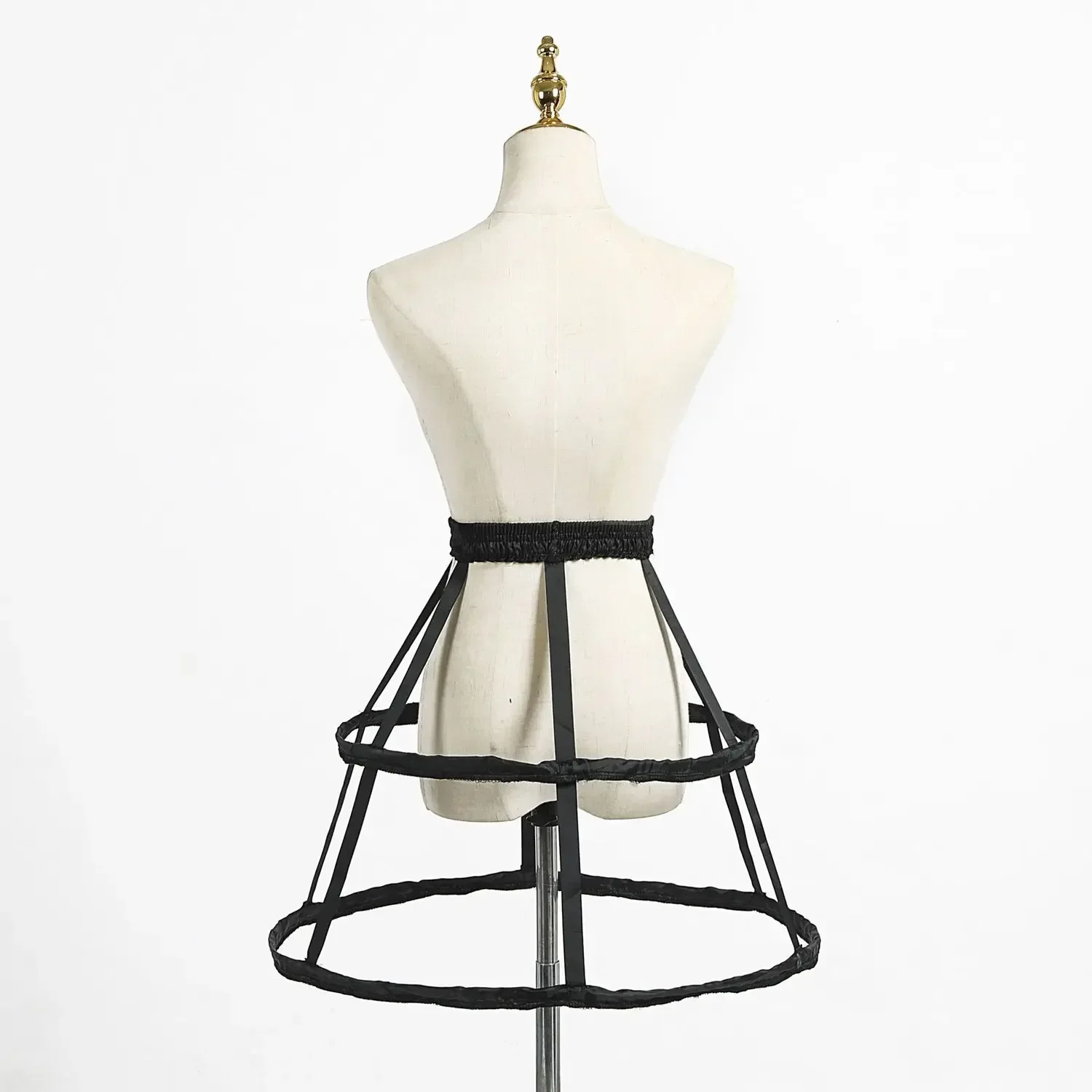 Hochzeitsaccessoire Unterrock Lolita Verstellbarer Pannier Petticoat Weiß Schwarz 2-Ring-Käfigrock Hochzeits-Braut-Crinoline