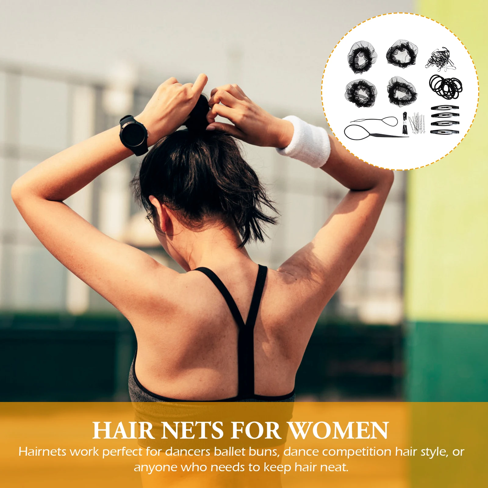 

1 set 1 Set Women Girls Invisible Elastic Bun Breathable Fine Mesh Nets Ballet Buns Dance Style Hair Nets Set For Buns Hair