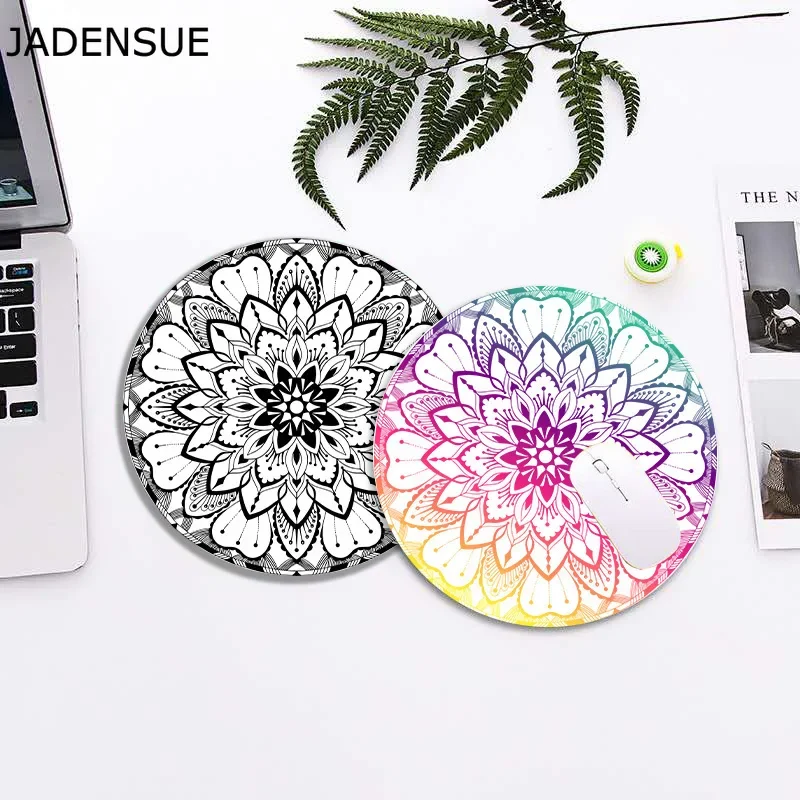 Round Mouse Pad Deskpad Office Accessories Mousepad Mandala Flower Laptop Mouse Mat Computer Keyboard Pad Desk Mats