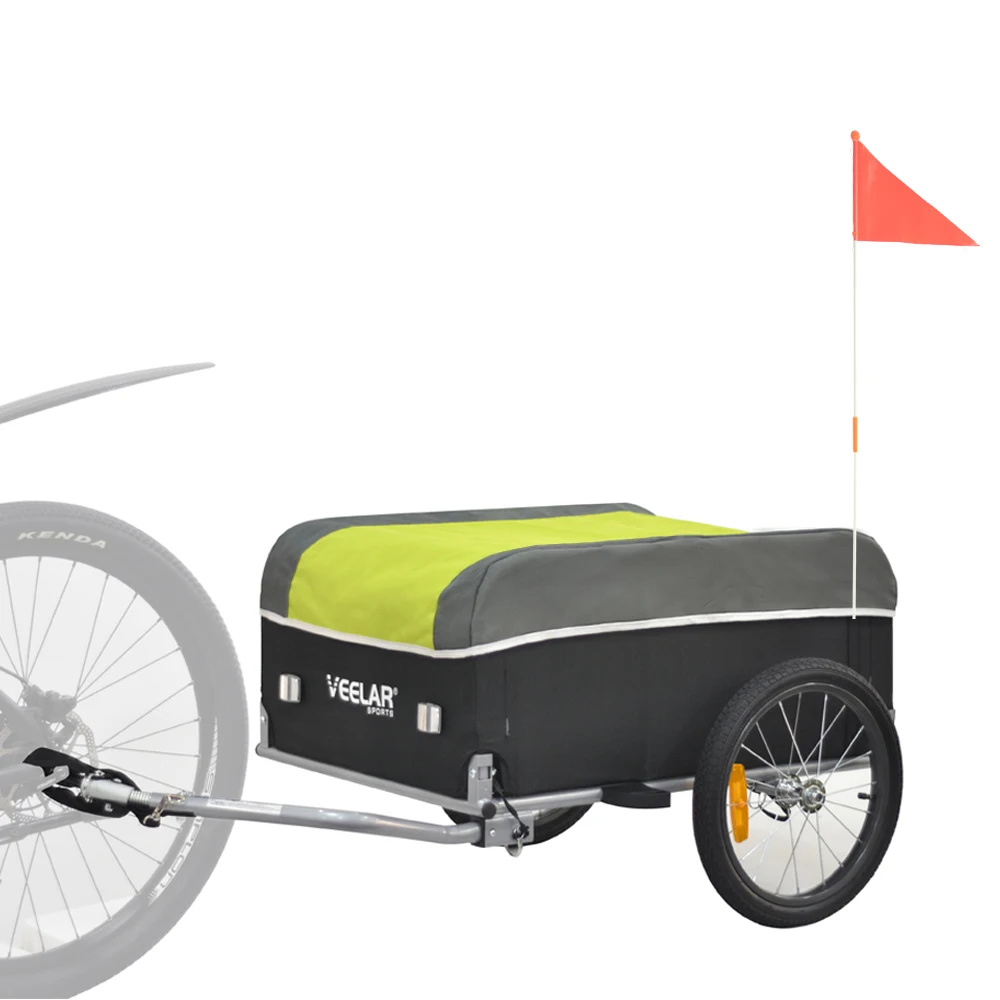 Foldable Bike Cargo Trailer Bicycle Wagon Trailer w/Hitch, 16'' Wheels, 110 lbs Max Load - Black