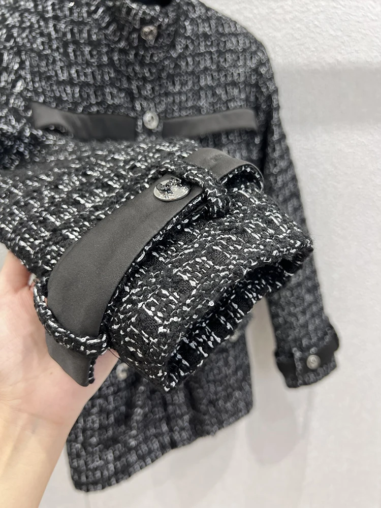 SVORYXIU الخريف نمط غير رسمي أسود س الرقبة حزام جاكيتات معطف المرأة نمط جديد موضة فضفاضة أنيقة قصيرة نمط جاكيتات معطف #4