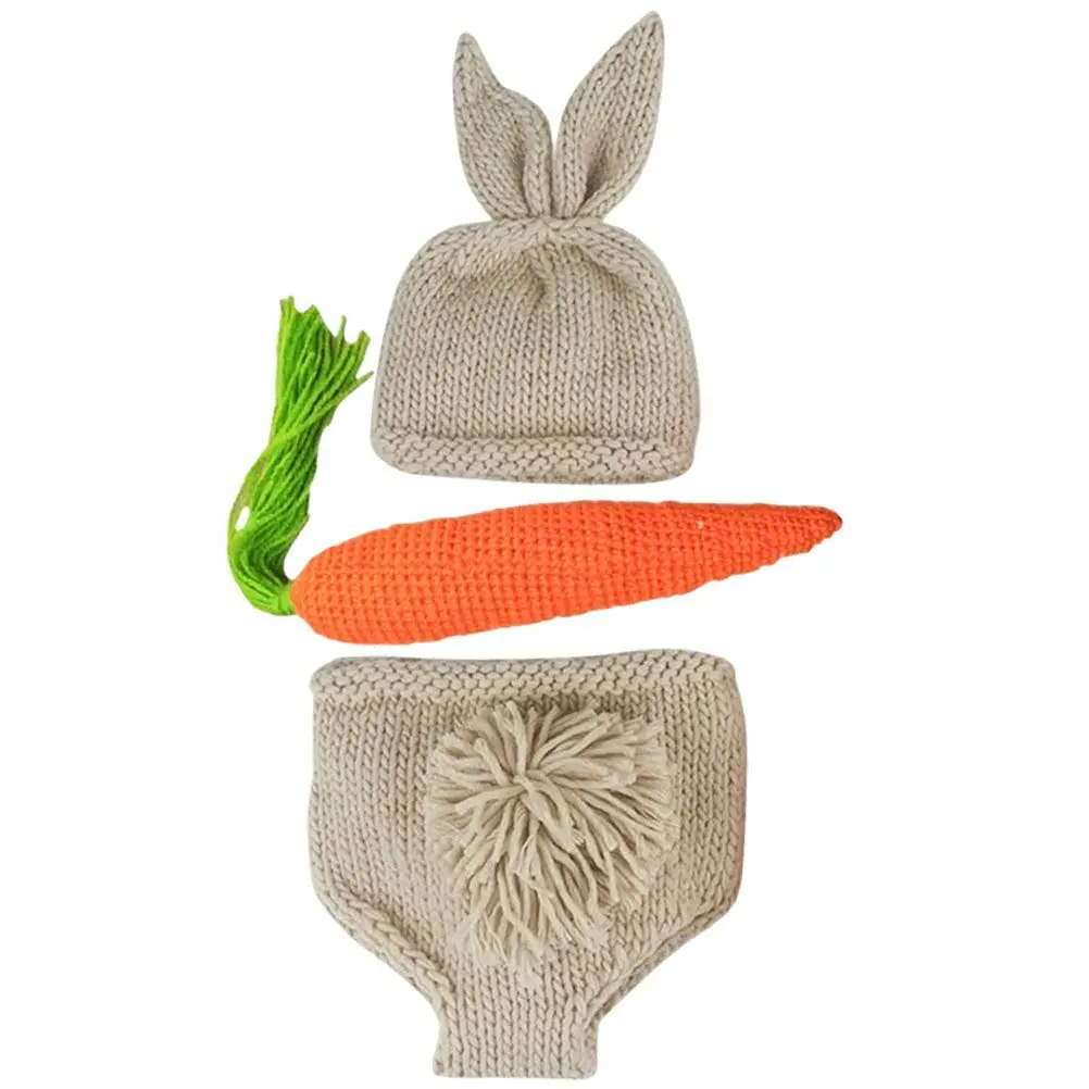 

Baby Sweater Set Newborn Photography Props Yarn Knitted Photoshoot Bunny Hat Pants Infant Shoot Supplies 0-2 Months Woolen