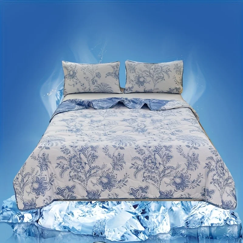 

1pc Super Soft Summer Cool Quilt - Light, breathable and skin-friendly, suitable for all seasons, with spring plant and floral
