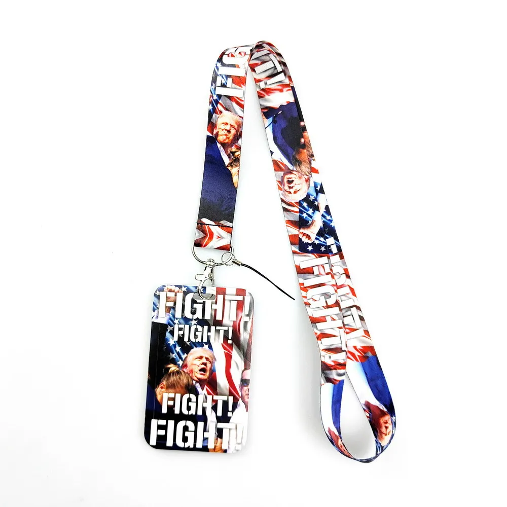 Hot Sell Trump PVC Card Cover Student Campus Hanging Neck Bag Card Holder Lanyard ID Card Holders key chain Z1