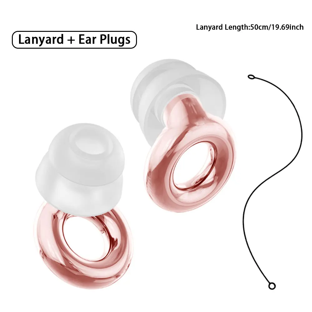 Skin-Friendly Double-layer silicone earplugs With Lanyard for Earplugs pool swimming,Sleeping,Working