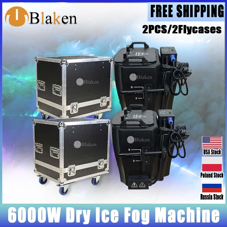 2Pcs 6000w Dry Ice Machine Stage Effect Dry Ice Fog Machine With Flycase Low Lying Fog Machine For Wedding Events DJ Stage Show