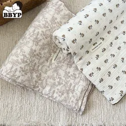 Battaniye veya yastık için Vintage çiçek bebek battaniye yaz yenidoğan Muslin battaniye bebek yaz şekerleme kapak sepet battaniye levha