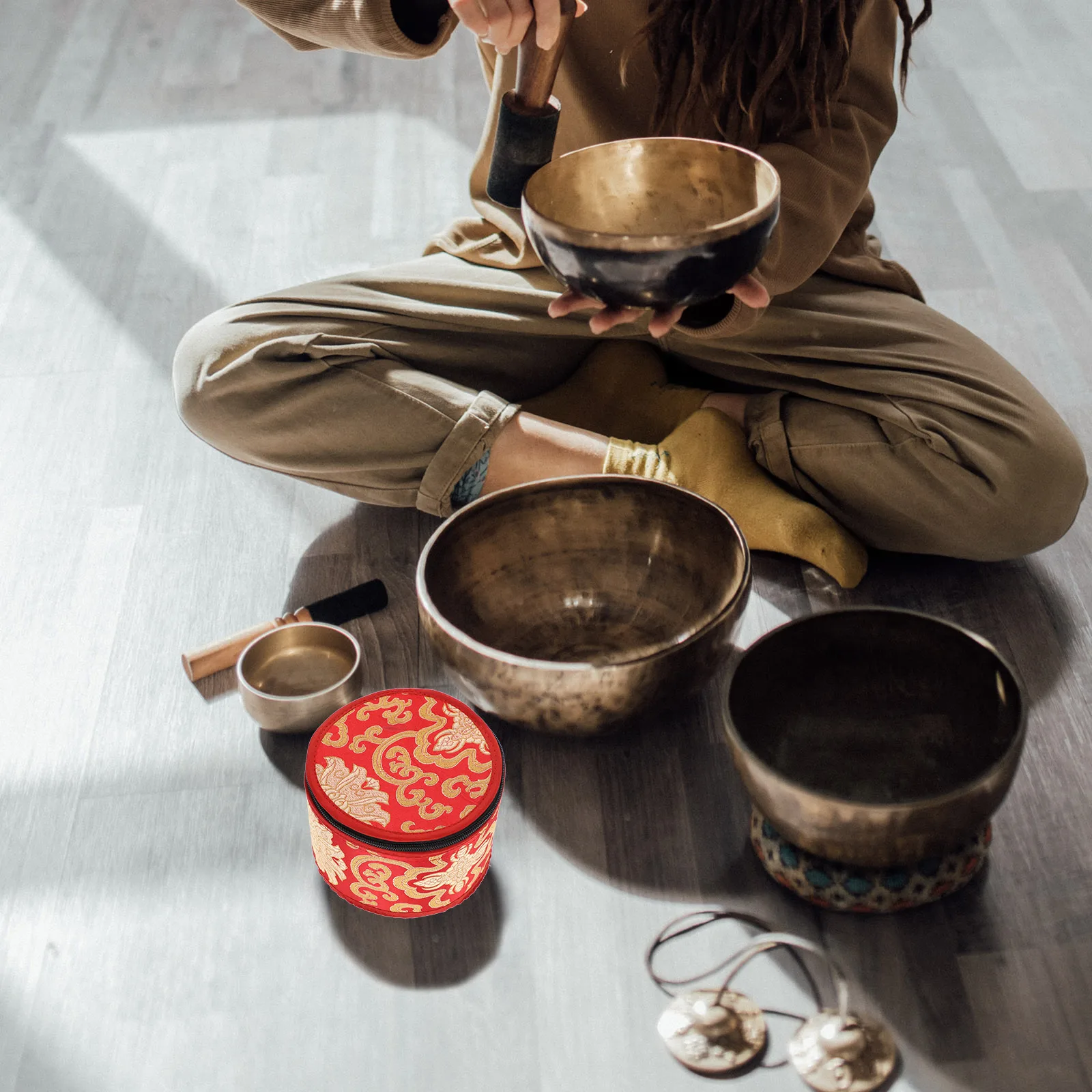 

Sound Bath Bowl Bag Singing Yoga Meditation Storage Carrier Tibetan Case Bowls Holder