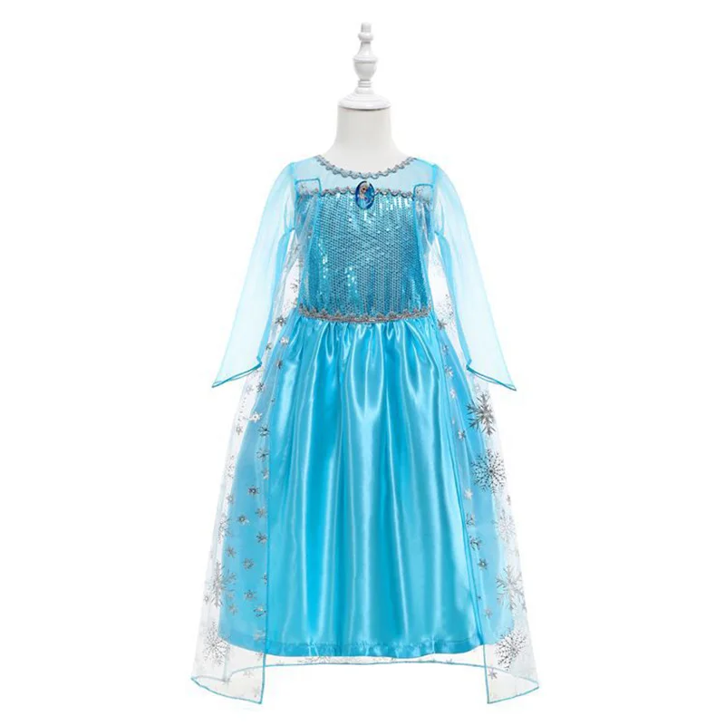 Disney-vestido de princesa Elsa para niñas, disfraz de Frozen de manga larga, para fiesta de carnaval, 2024