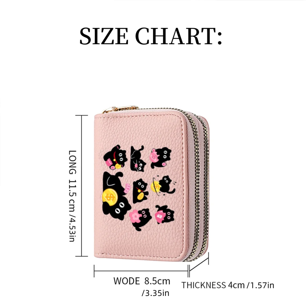 Cute Lucky Cat Animation Image Design PU Leather Multi-card Slot Zipper Credit Card Coin Coin Purse And Fashion Women's Wallet