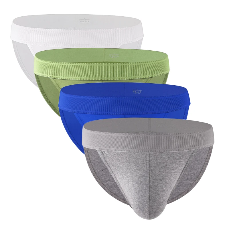 

4PCS Underwear Cotton Men Briefs Panties Solid U Convex Bag Low Waist Breathable Fitness Soft Men Underpants Homewear