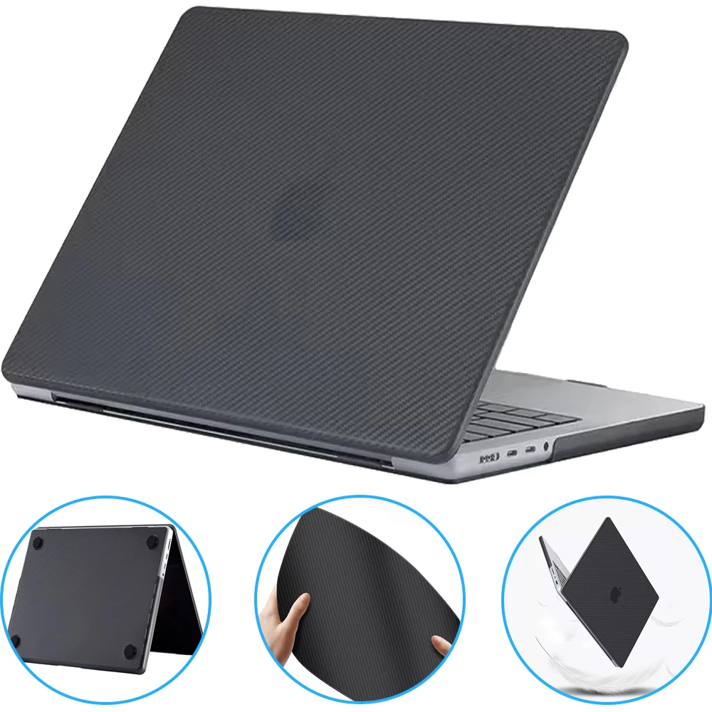 For MacBook Case Laptop For Macbook Pro 14 16 M5 2026 Case For Macbook Air 13.6 M5M4M3M2 2026 2022 Case Carbon Fiber Protective