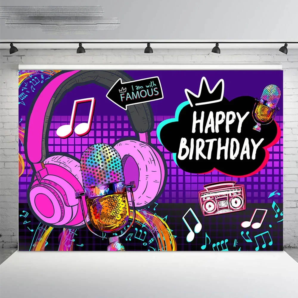 7x5FT Back to 90s Raps Hip Hop Happy Birthday Disco Outdoor Weatherproof Custom Photo Backdrop Background Polyester Polycotton