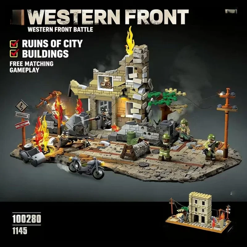

Battlefield Ruins Building Blocks | Military Combat Scene Model | Army Figures & Vehicle Bricks Set for Collectors & Hobbyists