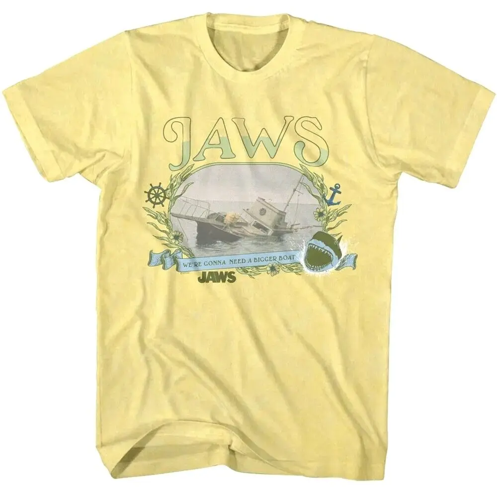 Jaws Ship Wreck Men's T Shirt Shark Floral Sinking Gonna Need a Bigger Boat