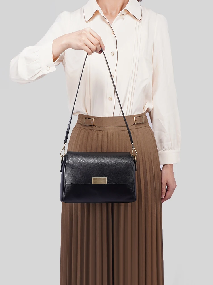 Zency Minimalist Lady Soft Genuine Leather Crossbody Bag Shoulder Bags New Chic Solid Color Handbag Large Capacity Satchels