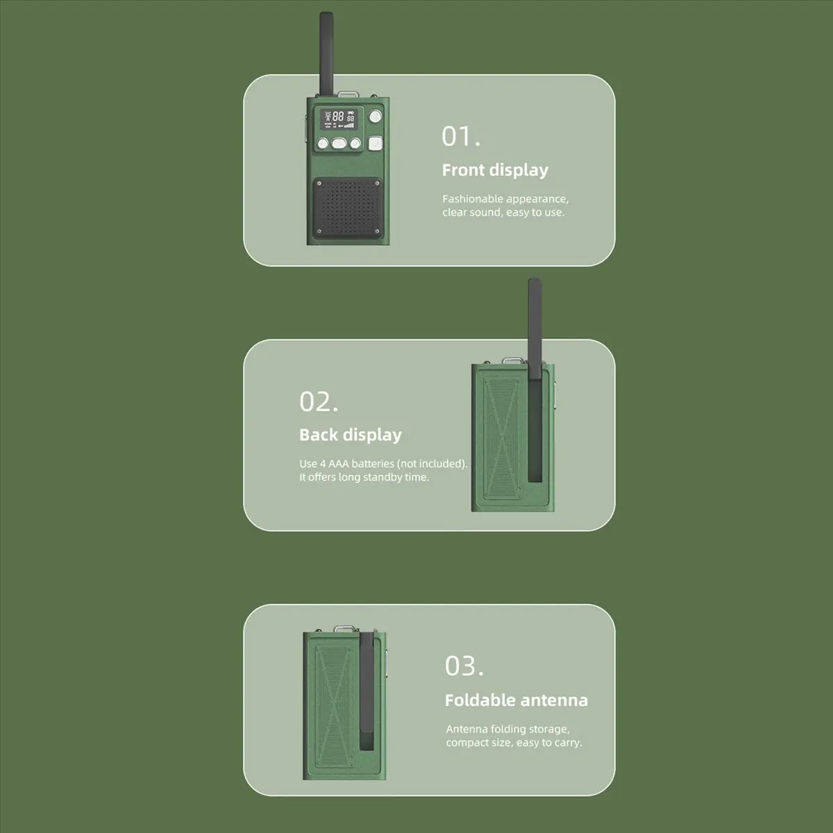 SWXF Portable Walkie Talkie Long-Range Communication 400-470MHZ Handheld Radio Walkie Talkie with LED Flashlight for Outdoor