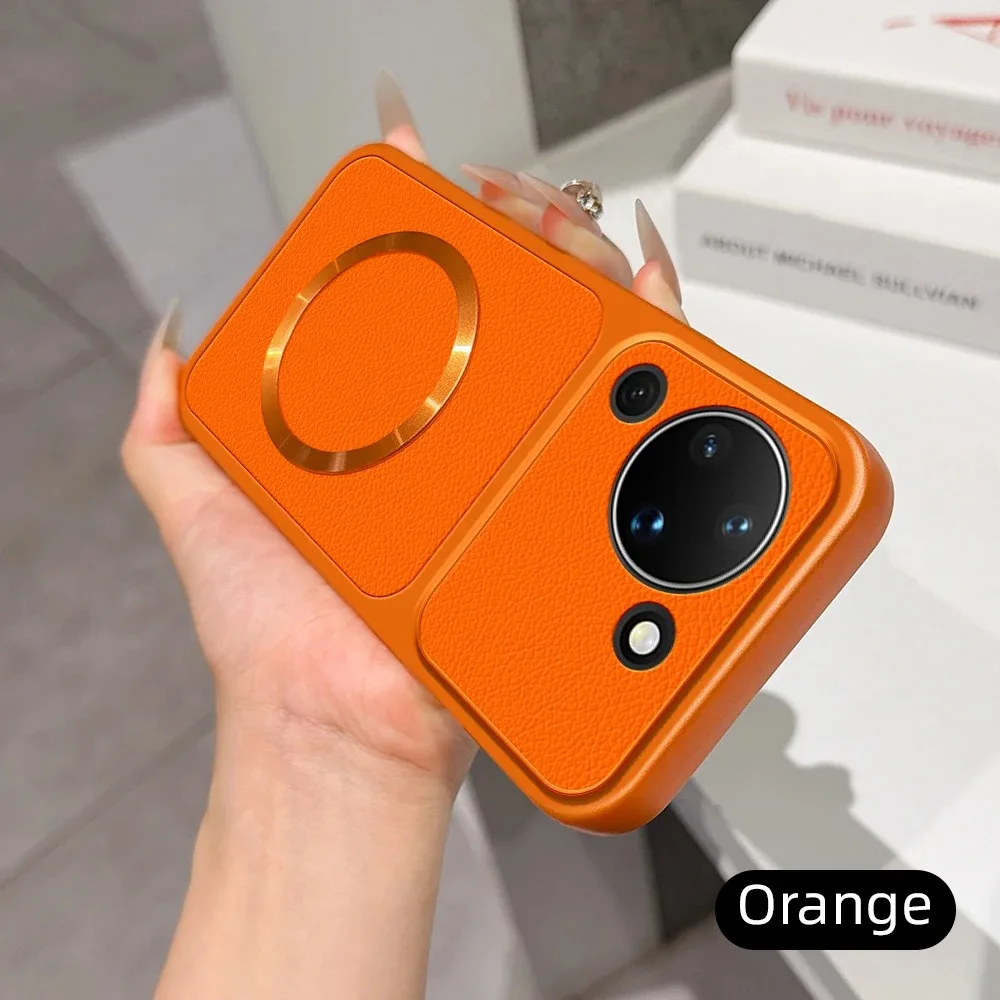 Für Magsafe Handyhülle für Huawei P30 P40 P50 P60 Pura 90 80 70 Pro Candy PU Lammleder Stoßfeste Weiche Rückabdeckung