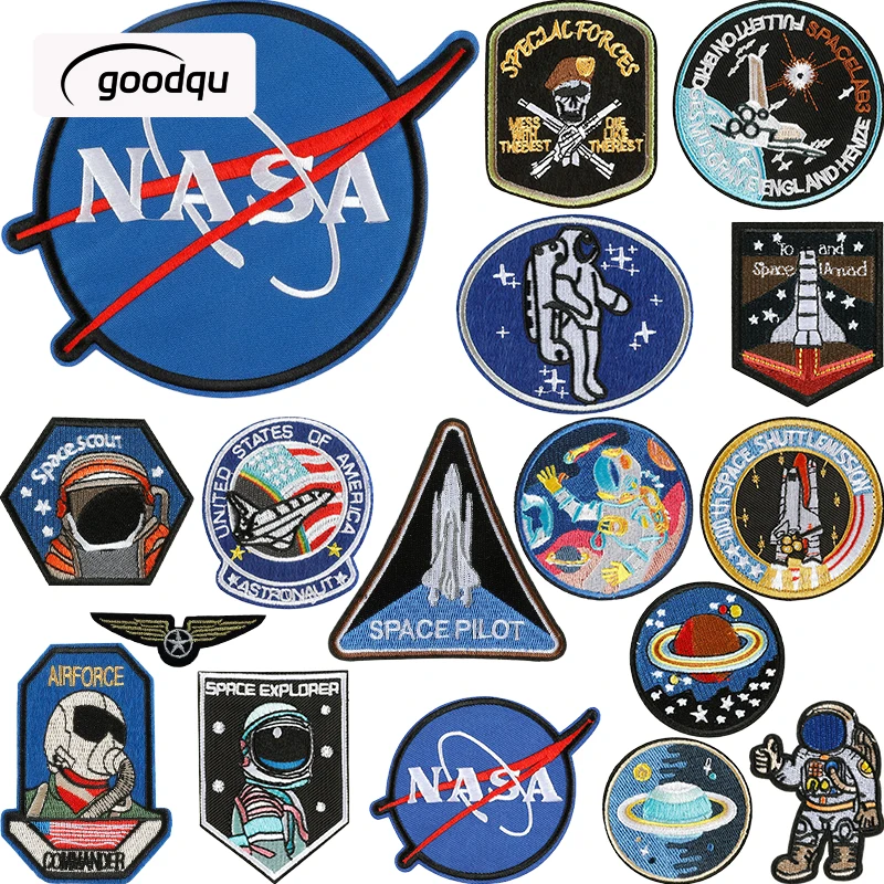 Space Flight Patches Iron On For Clothes Embroidered Jacket Mochila Parches Thermocollant Boys Sewing Fabric Kids Coser Naszywki