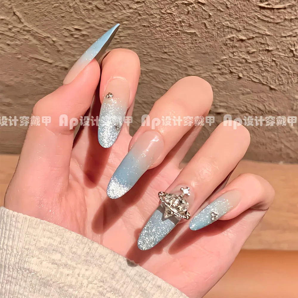 Cute Childlike Fun 3D Rilakkuma Glitter Almond Nail Patch Bowknot Hand-Drawn Star Chicken Strawberry Nail Art Party Stickers view 5