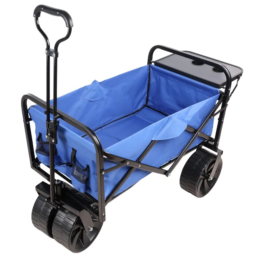 

Folding Wagon Garden Shopping Beach Cart Blue