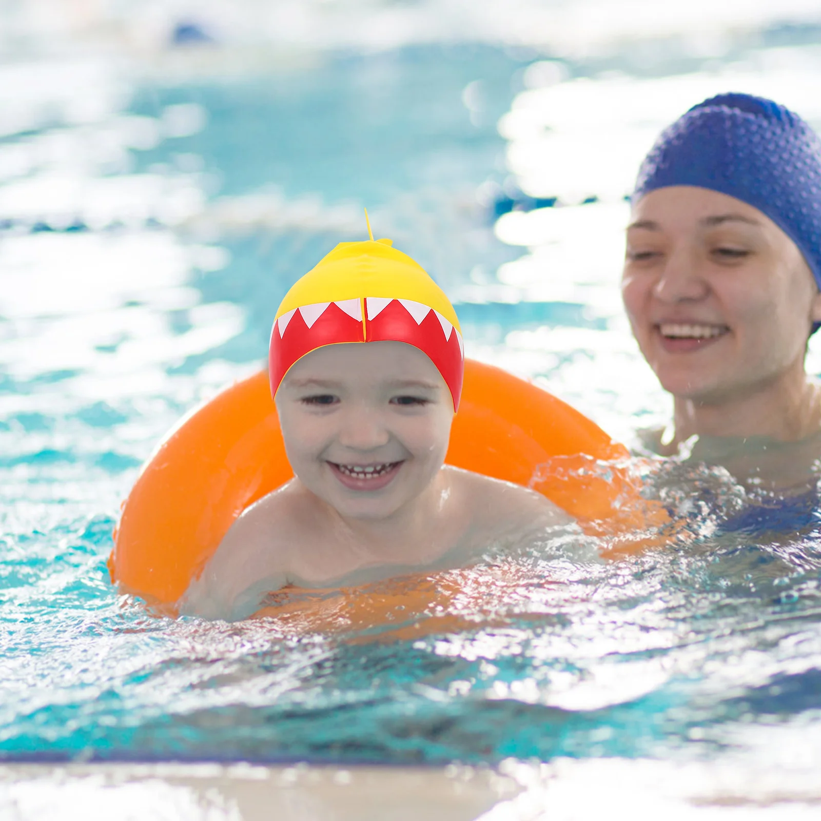 

1pc Children Silicone Swim Caps Waterproof Kids Swimming Hat For Toddler Ear Protection Durable Cartoon Swim Caps Swimming