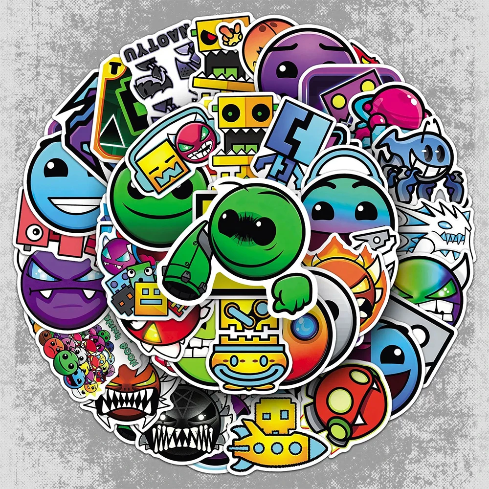 10/30/50pcs Geometry Dash Cartoon Game Stickers Cool Anime Graffiti Decal DIY Skateboard Helmet Phone Notebook Funny Sticker Toy