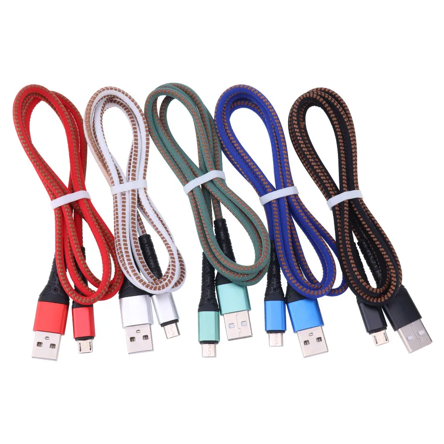 

200pcs 1M Braided Fabric Metal Alloy Fast Charger Type-C Micro USB Cable Wire for iPhone Samsung S8 S10 Huawei Xiaomi mi9