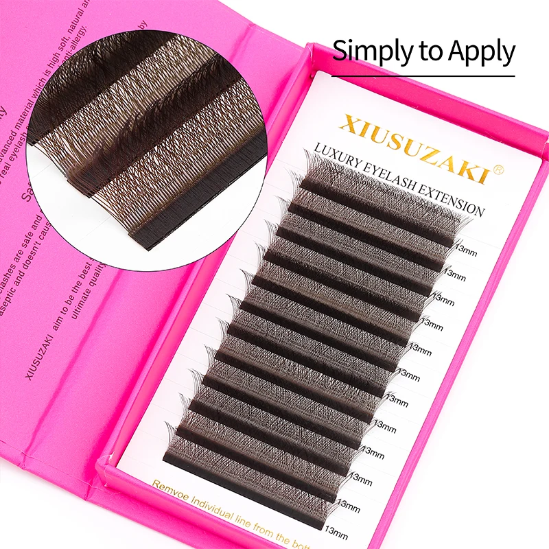 XIUSUZAKI Brown 3D W Shaped Lashes Automatic Flowering Premade Fans Eyelashes Extensions Colored Individual False Lashes
