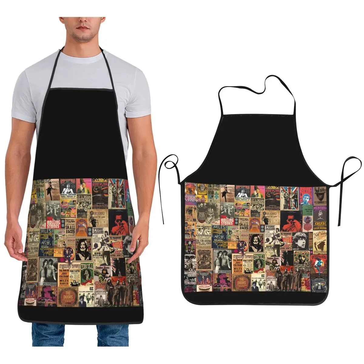 

Фартуки Rock N' Roll Stories, фартуки для шеф-повара, приготовления пищи, выпечки, нагрудник без рукавов, кухонный сарафан для чистки для женщин и мужчин, живопись