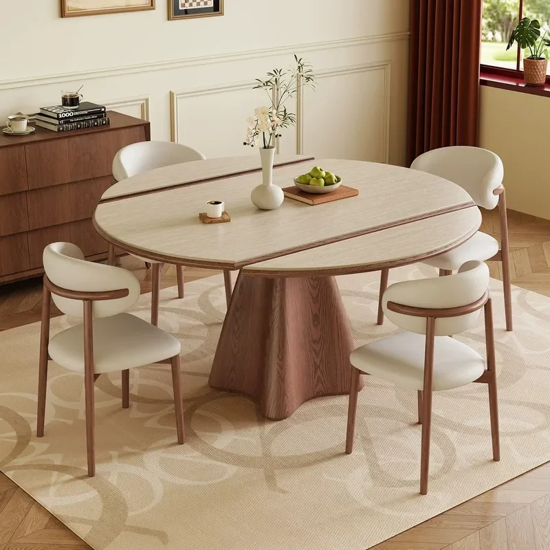 for Travertine Rock Slab Round Table Full Support Baseplate Telescopic Variable Medium Antique New Household Small Apartment