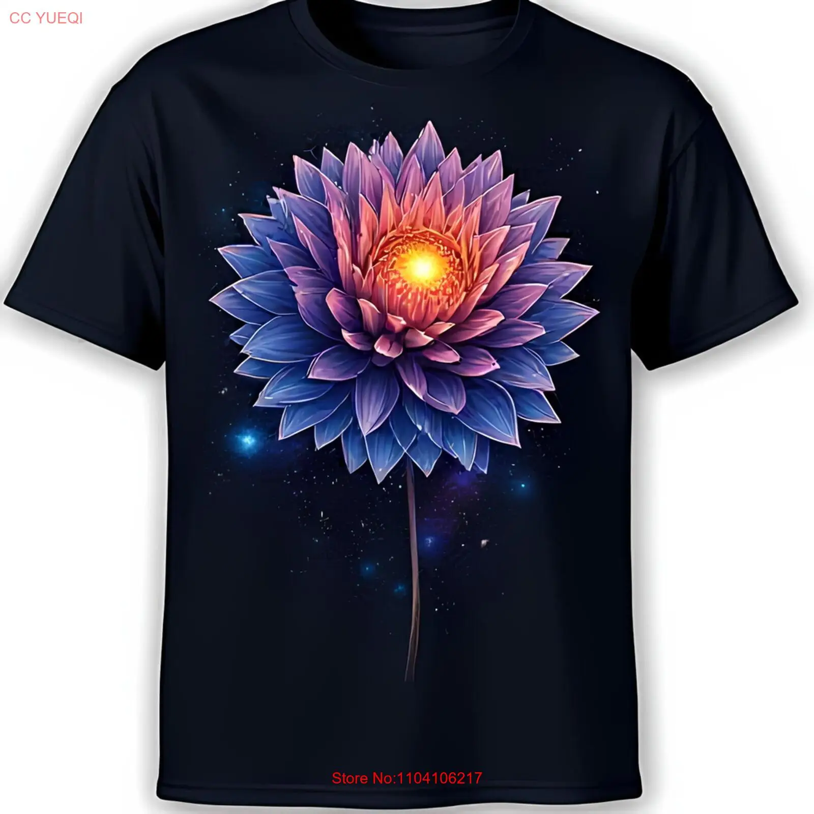 

Мужская черная футболка со светящейся иллюстрацией и звездным фоном