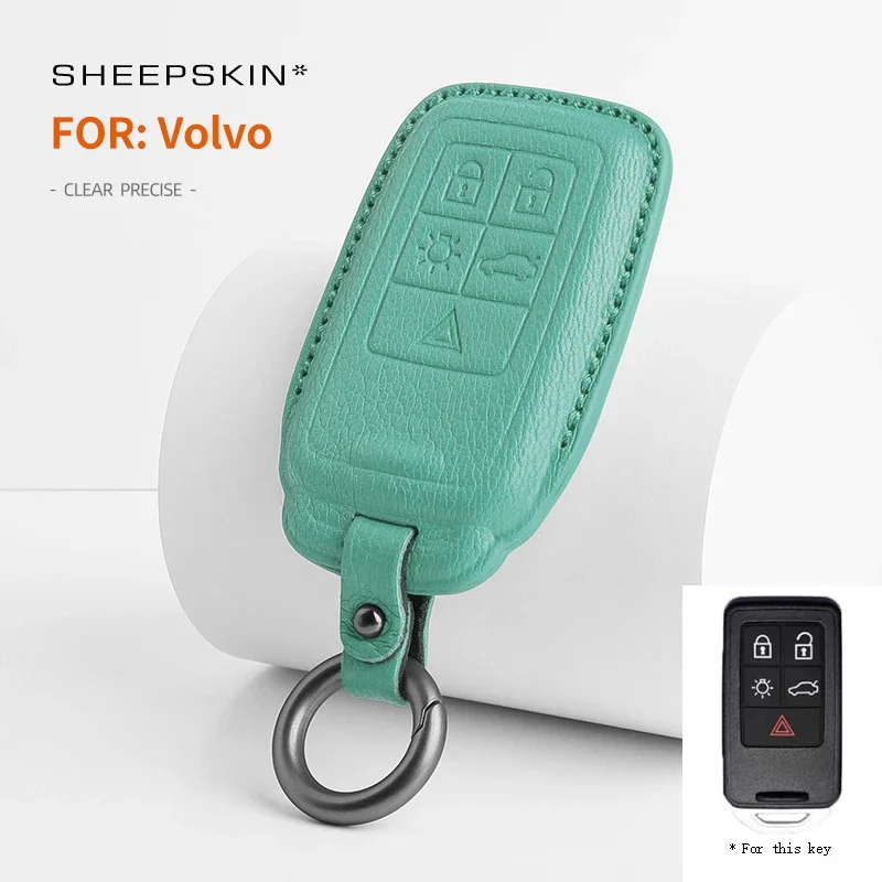 

Sheepskin Car Key Case Cover protective shell For Volvo XC60 V60 S60 XC70 V40 S80 V704 Auto Key Fob Shell Keychain Accessories