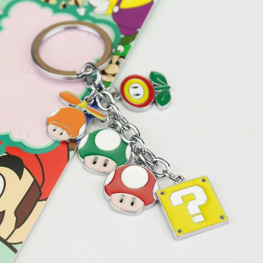 New Anime Game Super Mario Toad Question Mark Block Cosplay Zinc Alloy Keychain Pendant Accessories Necklaces Gifts Jewelry