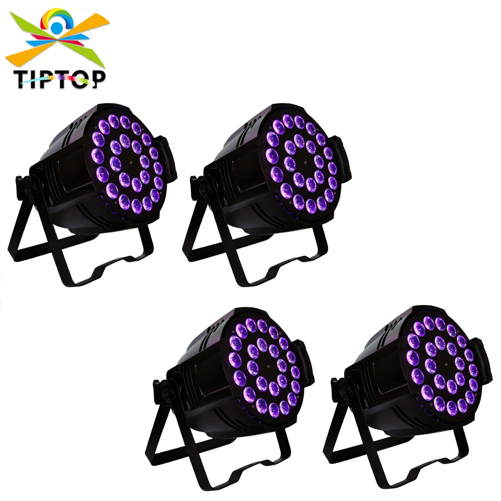 24x18W RGBW Yellow UV Light Sound Party Lights Black Light DMX 512 LED PAR Light Violet Stroboscope Disco Light Effect TP-P66