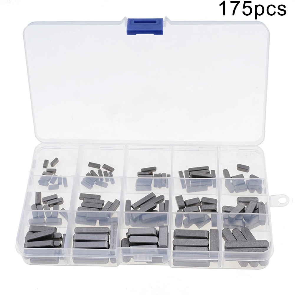 175 Pcs Round Ended Feather Key Set Carbon Steel 3/4/5/6mm Flat Line Pins Power Tool Lawn Mower Repairs Parallel Keys Parts