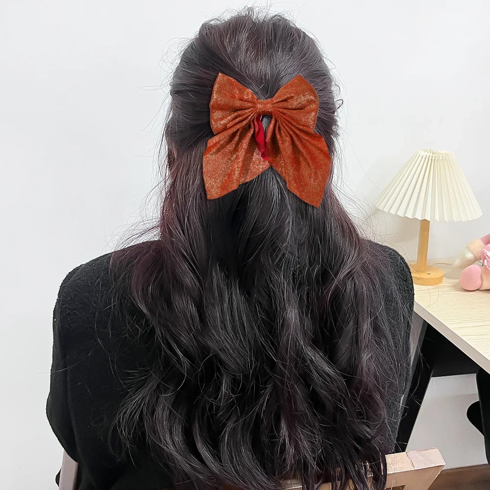 Women Girls Sweet Bowknot Hair Clips Print Solid Color Bows Hairpins Ribbon Barrettes Duckbill Clip Headwear Hair Accessories