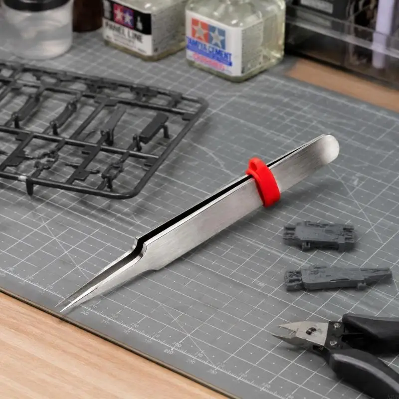 Model-Making Fine Tip Tweezers, Stainless Steel Clamping Tool for Holding Small Parts During Painting, Assembly, Sanding, A2UB