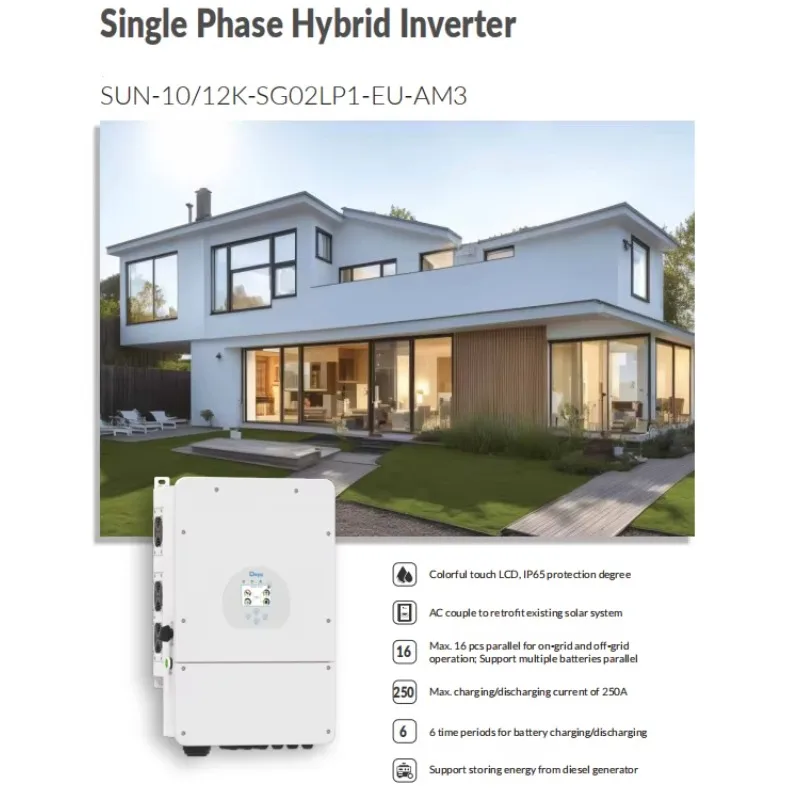 Factory Price Deye 10KW 12KW Single-Phase Hybrid Inverter for Home Solar System in Stock SUN-12K-SG02LP1-EU-AM3 Solar Inverter