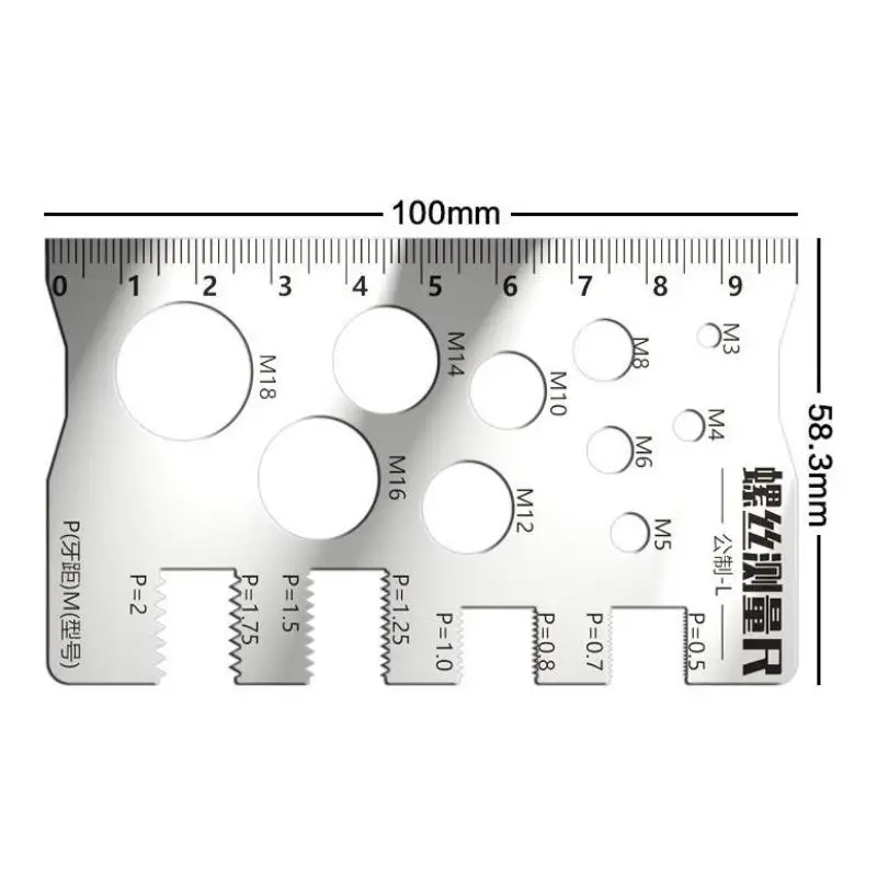 Screw Thread Pitch Gauge Ruler Measuring Tool Bolt Nut Metric Machining Threads Screw Cutting Gauge Angle Model Measuring