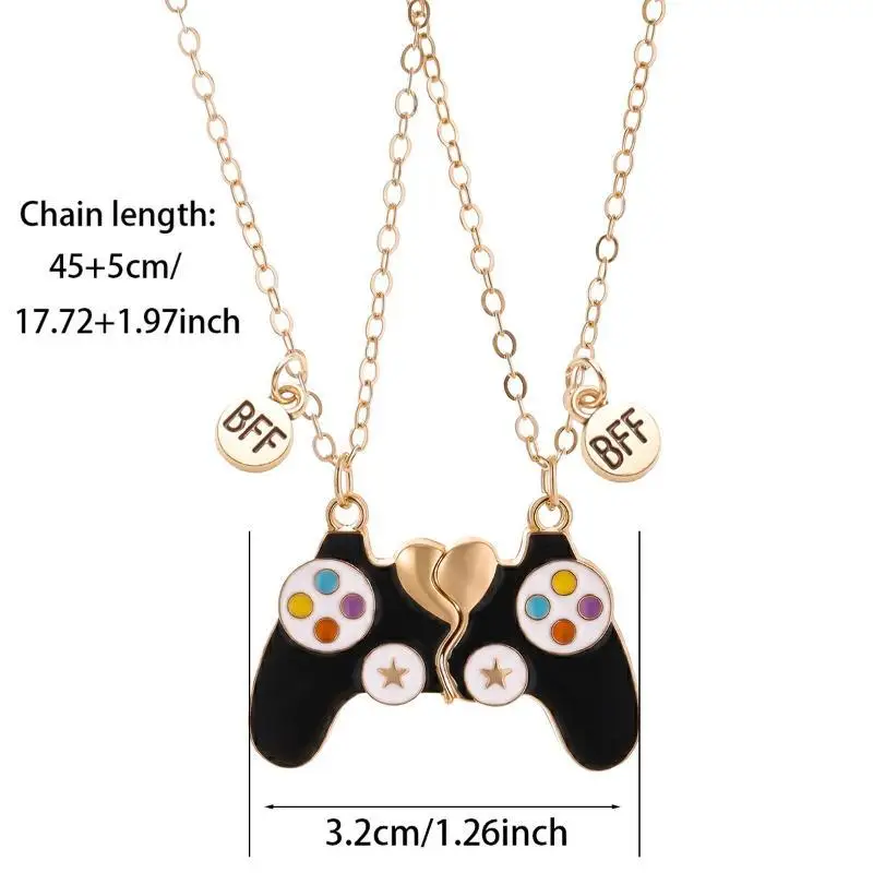 2Pcs Matching Game Controller Magnet BFF Necklace Cute Fashion Jewelry for Cosplay Party Accessory