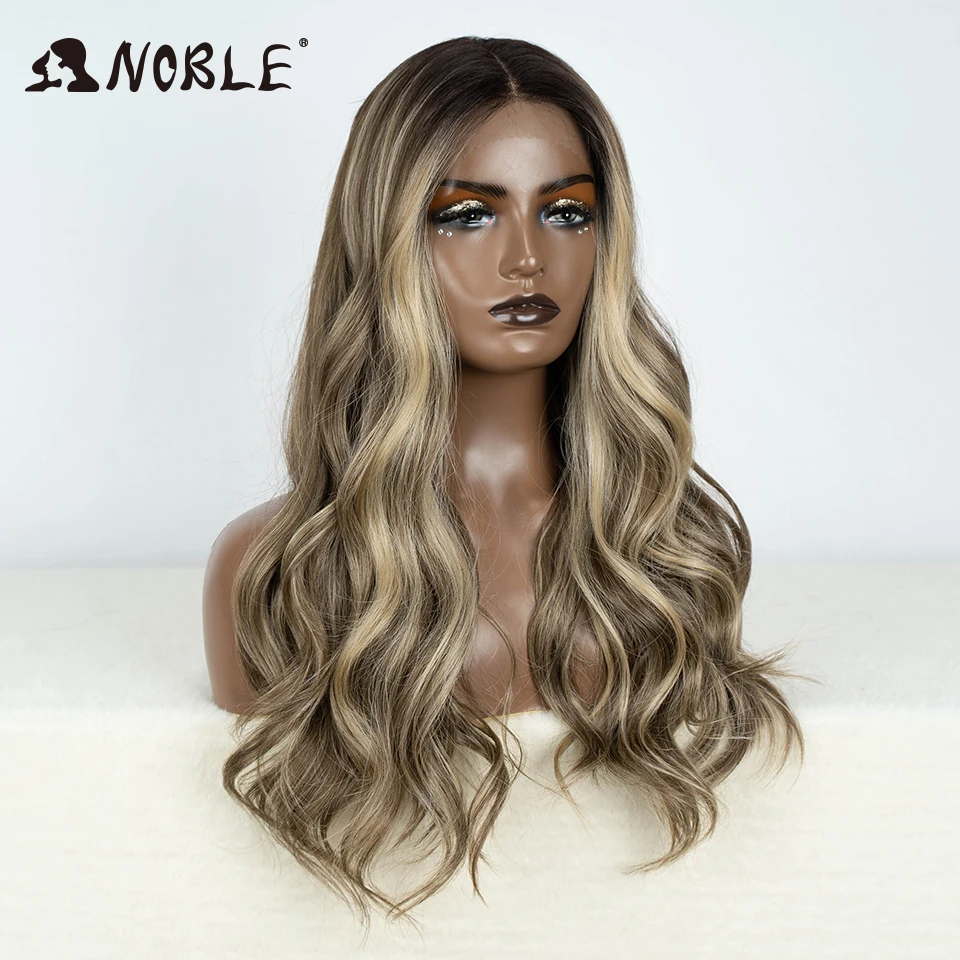 Noble Synthetic Lace Front Wig Baby Hair Wig Long Wavy 24 \