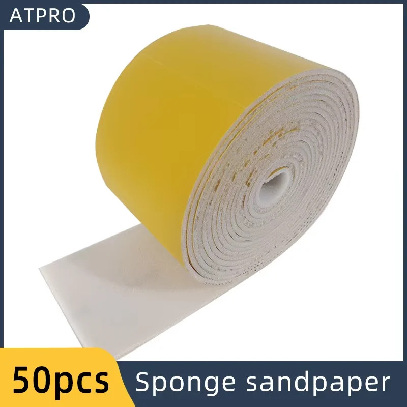 

50 Pieces of Yellow Tear-off Sponge Sandpaper, 115*125mm, Hand-sanding Square Sanding Sponge for Car Paint.