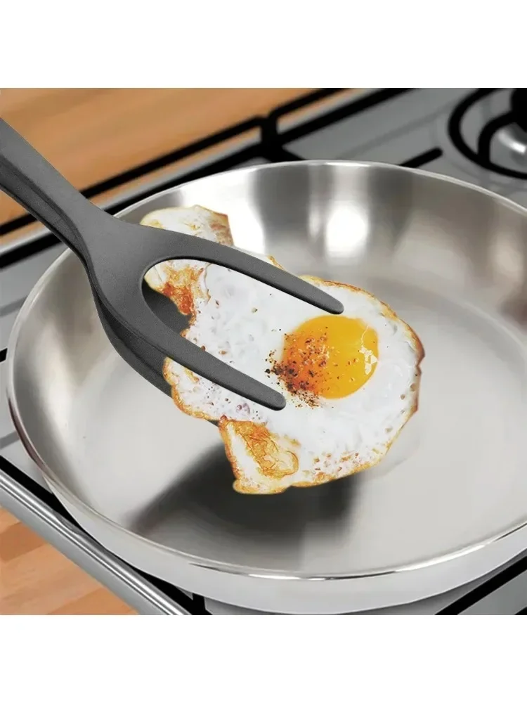 ​ ​ Pinces à rabat en Nylon 2 en 1, spatule résistante à la chaleur pour œufs, crêpes, Steak, poisson, outil de cuisine antiadhésif et accessoire pour barbecue, 1 pièce