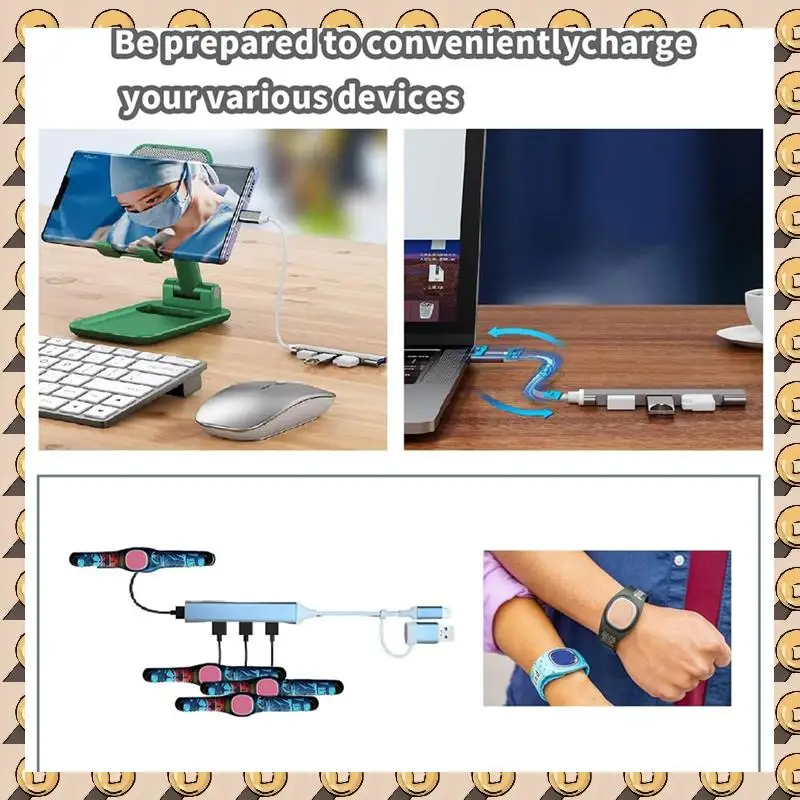A003 Multi USB C Hub With USB A Port Multifunctional Charger Adapter For Phone Smartwatch For Travel Trip